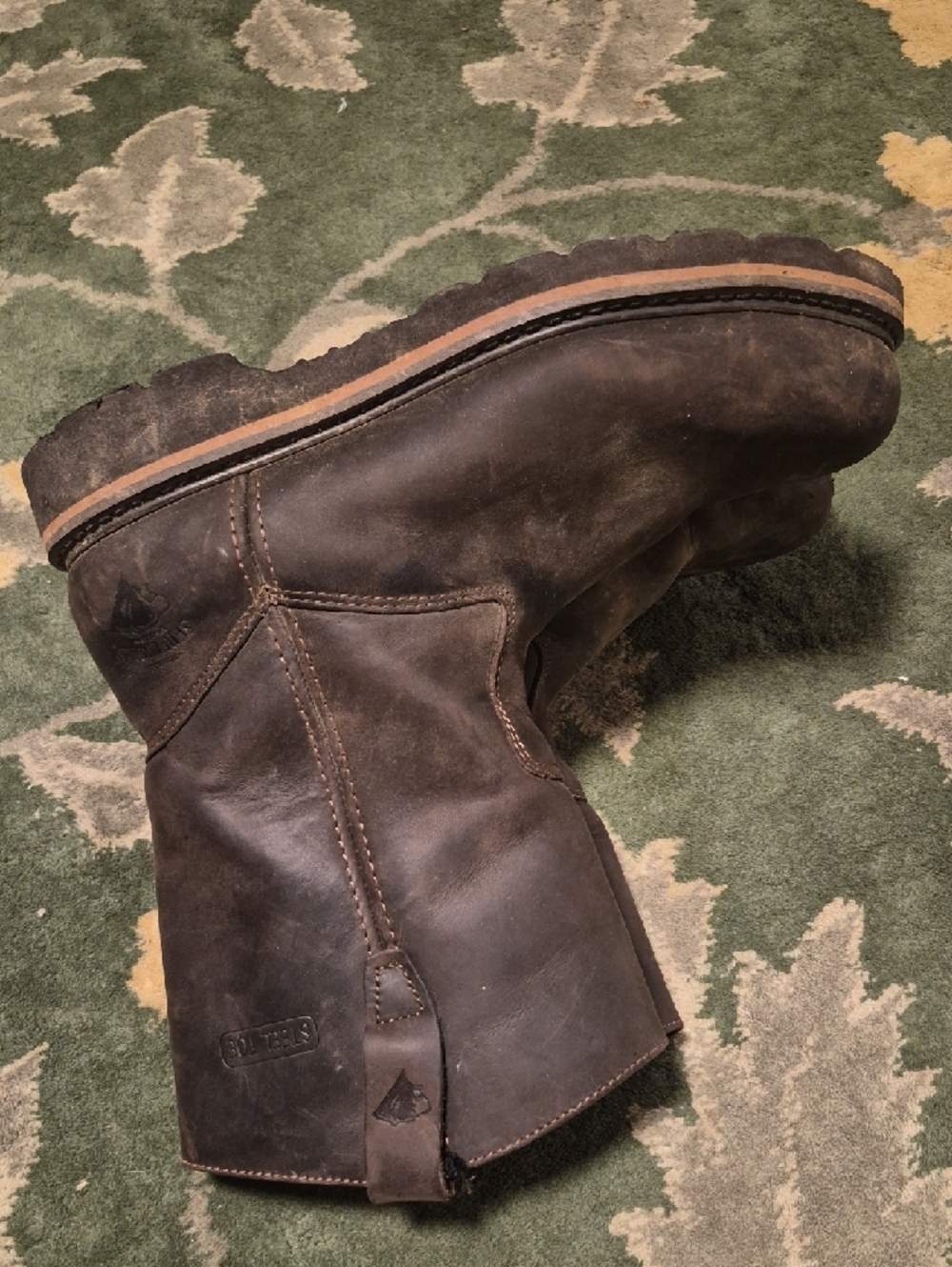 Men's Brown Leather Pull-On Work Boots - Picture 4 of 14